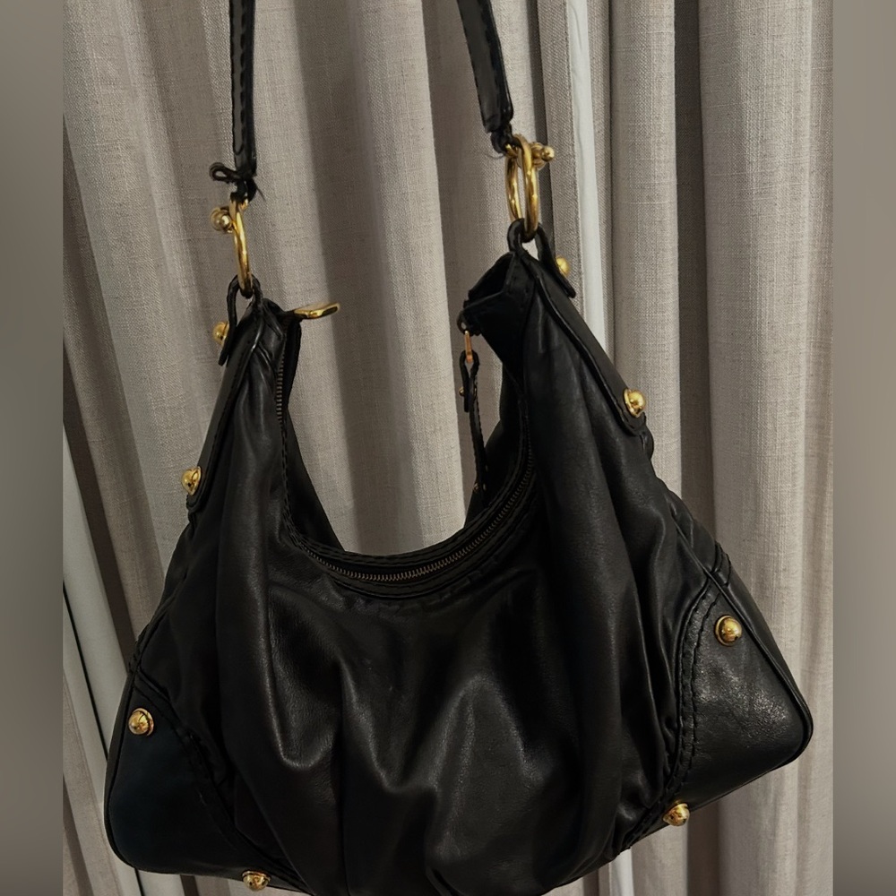 Gucci Black and Gold Hobo Bag with Slouchy Silhouette
